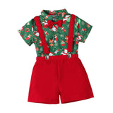 Maxbell Gentleman Outfits with Bow Tie Christmas Outfits for Kids Children Festivals Short Sleeve Clip