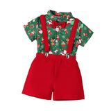 Maxbell Gentleman Outfits with Bow Tie Christmas Outfits for Kids Children Festivals Short Sleeve Clip