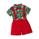 Maxbell Gentleman Outfits with Bow Tie Christmas Outfits for Kids Children Festivals Short Sleeve Clip