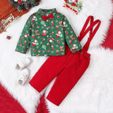 Maxbell Gentleman Outfits with Bow Tie Christmas Outfits for Kids Children Festivals Long Sleeve Button