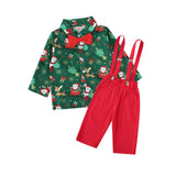 Maxbell Gentleman Outfits with Bow Tie Christmas Outfits for Kids Children Festivals Long Sleeve Clip