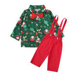 Maxbell Gentleman Outfits with Bow Tie Christmas Outfits for Kids Children Festivals Long Sleeve Clip