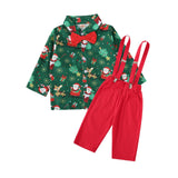 Maxbell Gentleman Outfits with Bow Tie Christmas Outfits for Kids Children Festivals Long Sleeve Clip