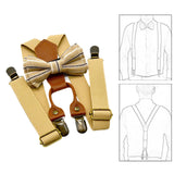 Maxbell Kids Suspender and Bow Tie Tuxedo Suspender for Boys Girls Children Trousers Khaki