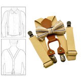 Maxbell Kids Suspender and Bow Tie Tuxedo Suspender for Boys Girls Children Trousers Khaki
