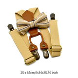 Maxbell Kids Suspender and Bow Tie Tuxedo Suspender for Boys Girls Children Trousers Khaki