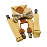 Maxbell Kids Suspender and Bow Tie Tuxedo Suspender for Boys Girls Children Trousers Khaki