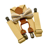 Maxbell Kids Suspender and Bow Tie Tuxedo Suspender for Boys Girls Children Trousers Khaki