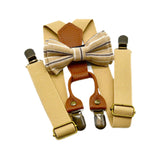 Maxbell Kids Suspender and Bow Tie Tuxedo Suspender for Boys Girls Children Trousers Khaki