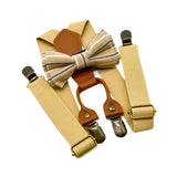 Maxbell Kids Suspender and Bow Tie Tuxedo Suspender for Boys Girls Children Trousers Khaki