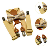 Maxbell Kids Suspender and Bow Tie Tuxedo Suspender for Boys Girls Children Trousers Khaki