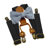 Maxbell Kids Suspender and Bow Tie Tuxedo Suspender for Boys Girls Children Trousers Black