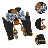 Maxbell Kids Suspender and Bow Tie Tuxedo Suspender for Boys Girls Children Trousers Black