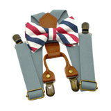 Maxbell Kids Suspender and Bow Tie Tuxedo Suspender for Boys Girls Children Trousers Gray