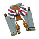 Maxbell Kids Suspender and Bow Tie Tuxedo Suspender for Boys Girls Children Trousers Gray