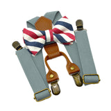 Maxbell Kids Suspender and Bow Tie Tuxedo Suspender for Boys Girls Children Trousers Gray