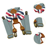 Maxbell Kids Suspender and Bow Tie Tuxedo Suspender for Boys Girls Children Trousers Gray