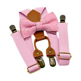Maxbell Kids Suspender and Bow Tie Tuxedo Suspender for Boys Girls Children Trousers Pink