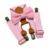 Maxbell Kids Suspender and Bow Tie Tuxedo Suspender for Boys Girls Children Trousers Pink