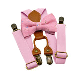 Maxbell Kids Suspender and Bow Tie Tuxedo Suspender for Boys Girls Children Trousers Pink