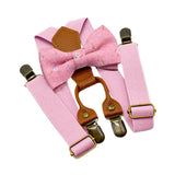 Maxbell Kids Suspender and Bow Tie Tuxedo Suspender for Boys Girls Children Trousers Pink