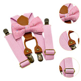 Maxbell Kids Suspender and Bow Tie Tuxedo Suspender for Boys Girls Children Trousers Pink