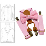 Maxbell Kids Suspender and Bow Tie Tuxedo Suspender for Boys Girls Children Trousers Pink
