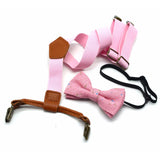 Maxbell Kids Suspender and Bow Tie Tuxedo Suspender for Boys Girls Children Trousers Pink