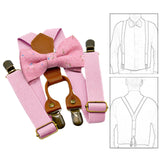Maxbell Kids Suspender and Bow Tie Tuxedo Suspender for Boys Girls Children Trousers Pink