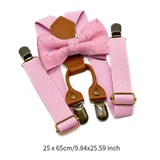 Maxbell Kids Suspender and Bow Tie Tuxedo Suspender for Boys Girls Children Trousers Pink