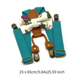 Maxbell Kids Suspender and Bow Tie Tuxedo Suspender for Boys Girls Children Trousers Blue Green