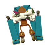 Maxbell Kids Suspender and Bow Tie Tuxedo Suspender for Boys Girls Children Trousers Blue Green