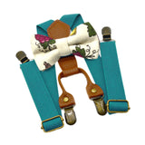 Maxbell Kids Suspender and Bow Tie Tuxedo Suspender for Boys Girls Children Trousers Blue Green