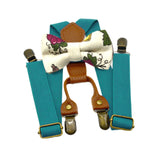 Maxbell Kids Suspender and Bow Tie Tuxedo Suspender for Boys Girls Children Trousers Blue Green