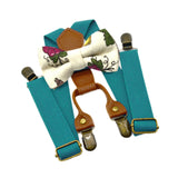 Maxbell Kids Suspender and Bow Tie Tuxedo Suspender for Boys Girls Children Trousers Blue Green