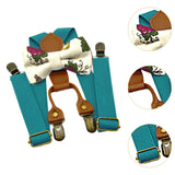 Maxbell Kids Suspender and Bow Tie Tuxedo Suspender for Boys Girls Children Trousers Blue Green