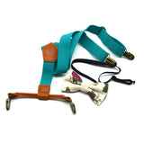 Maxbell Kids Suspender and Bow Tie Tuxedo Suspender for Boys Girls Children Trousers Blue Green