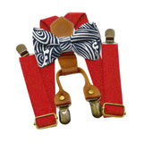 Maxbell Kids Suspender and Bow Tie Tuxedo Suspender for Boys Girls Children Trousers Red