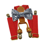 Maxbell Kids Suspender and Bow Tie Tuxedo Suspender for Boys Girls Children Trousers Red