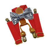 Maxbell Kids Suspender and Bow Tie Tuxedo Suspender for Boys Girls Children Trousers Red