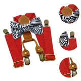 Maxbell Kids Suspender and Bow Tie Tuxedo Suspender for Boys Girls Children Trousers Red