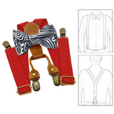 Maxbell Kids Suspender and Bow Tie Tuxedo Suspender for Boys Girls Children Trousers Red