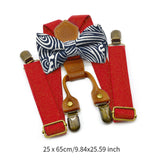 Maxbell Kids Suspender and Bow Tie Tuxedo Suspender for Boys Girls Children Trousers Red