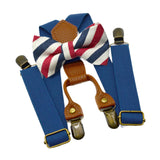 Maxbell Kids Suspender and Bow Tie Tuxedo Suspender for Boys Girls Children Trousers Dark Blue