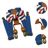 Maxbell Kids Suspender and Bow Tie Tuxedo Suspender for Boys Girls Children Trousers Dark Blue