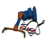 Maxbell Kids Suspender and Bow Tie Tuxedo Suspender for Boys Girls Children Trousers Dark Blue