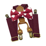 Maxbell Kids Suspender and Bow Tie Tuxedo Suspender for Boys Girls Children Trousers Dark Red