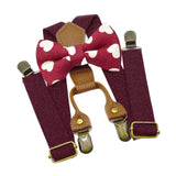 Maxbell Kids Suspender and Bow Tie Tuxedo Suspender for Boys Girls Children Trousers Dark Red
