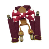 Maxbell Kids Suspender and Bow Tie Tuxedo Suspender for Boys Girls Children Trousers Dark Red