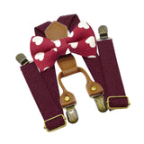Maxbell Kids Suspender and Bow Tie Tuxedo Suspender for Boys Girls Children Trousers Dark Red